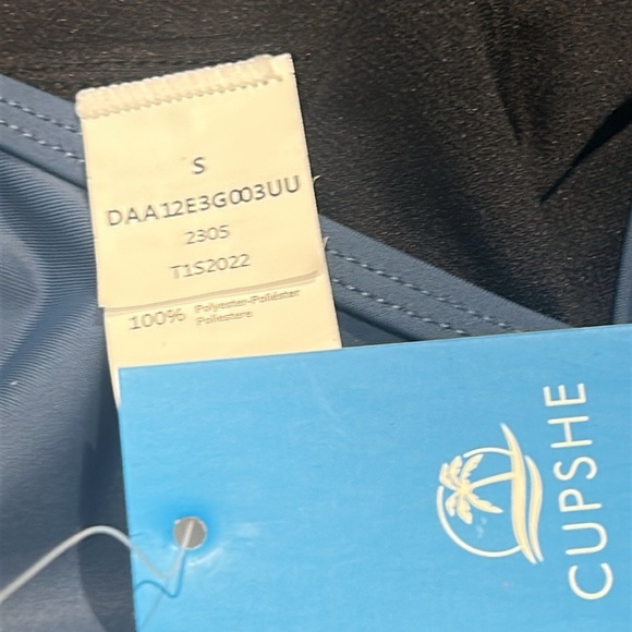 CUPSHE Dark Blue Ruffle Scoop Neck Tummy Control Slimming Swimsuit Cheeky Size S - Picture 8 of 12